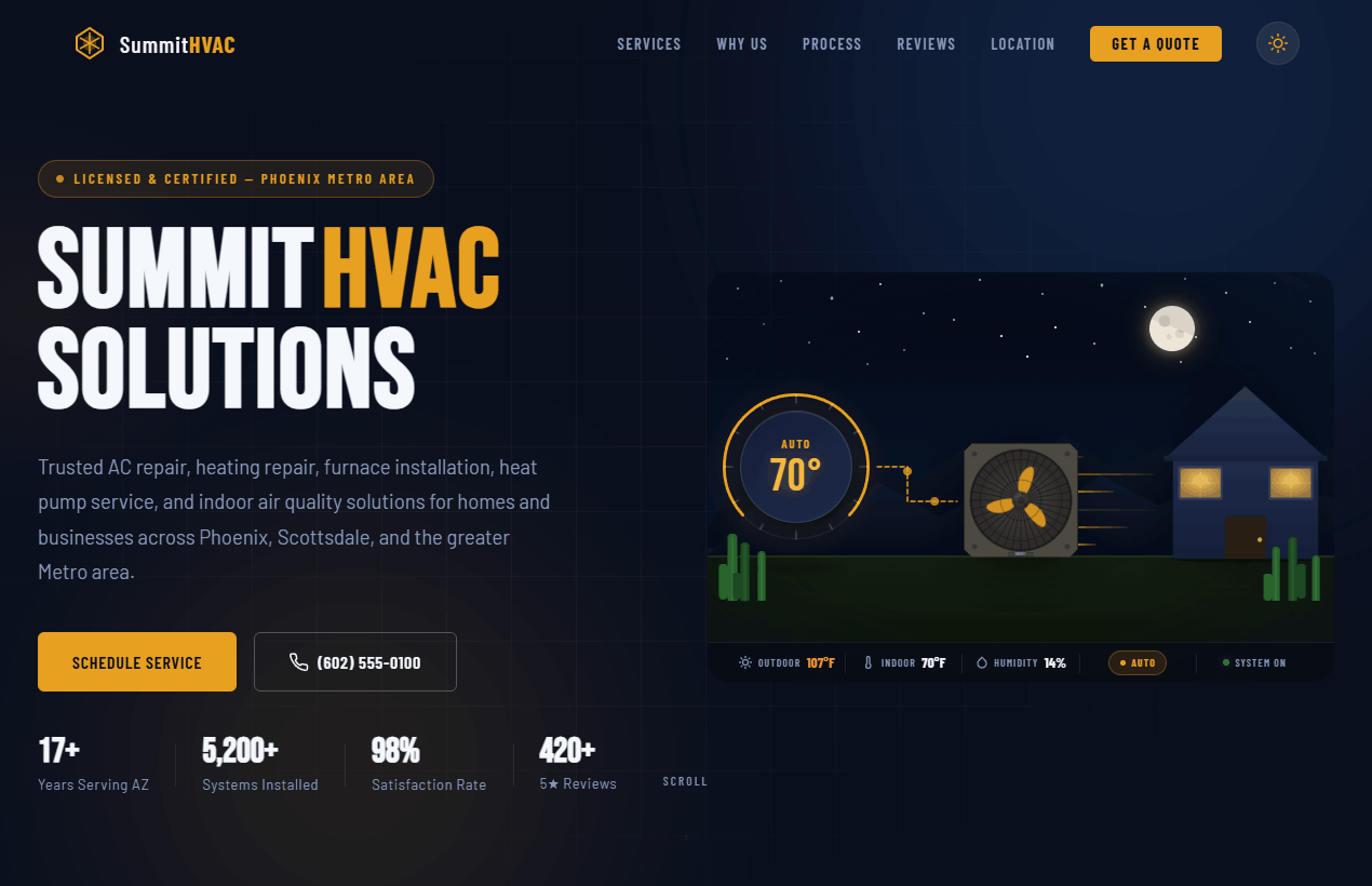 Summit HVAC Solutions website demo preview