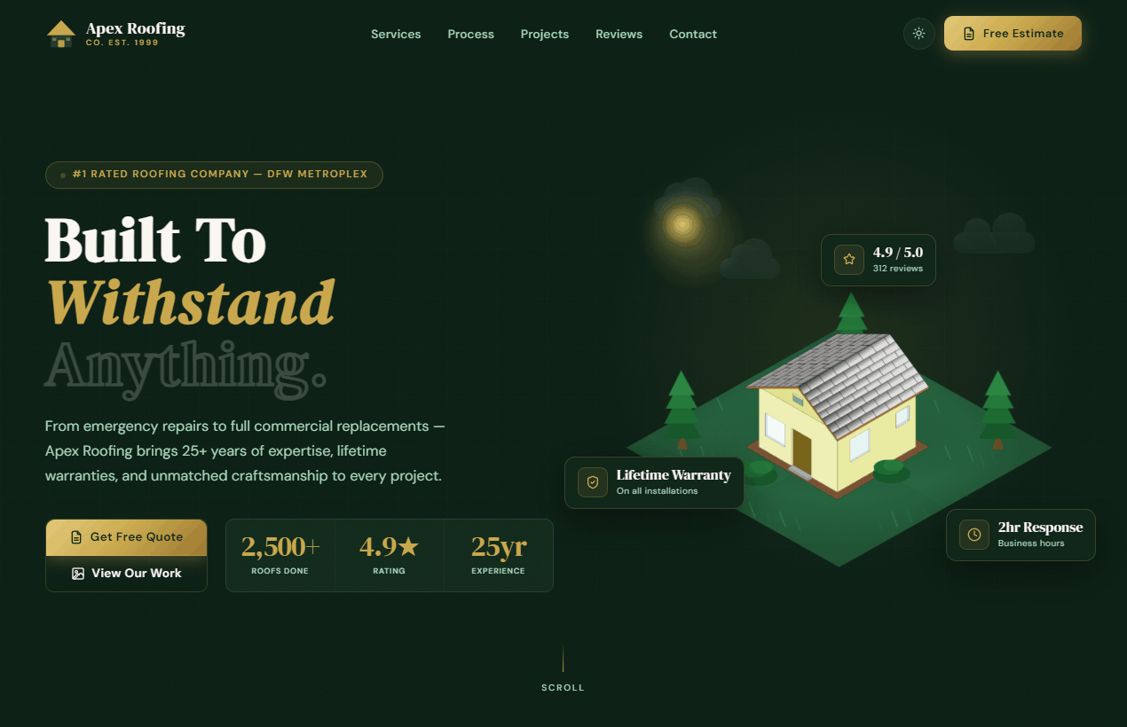 Apex Roofing website demo preview